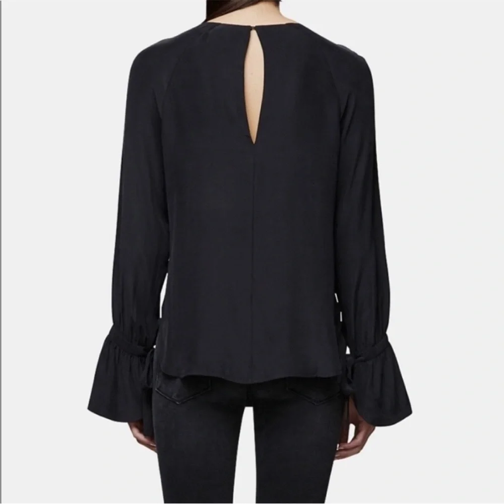 NWT FRAME Denim Voluminous Cuff Silk Blouse - Black Size Medium - Picture 4 of 12